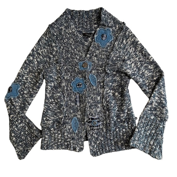 Vintage Y2K Valentine Patchwork Sweater Bell Sleeve Size Small - Picture 6 of 10